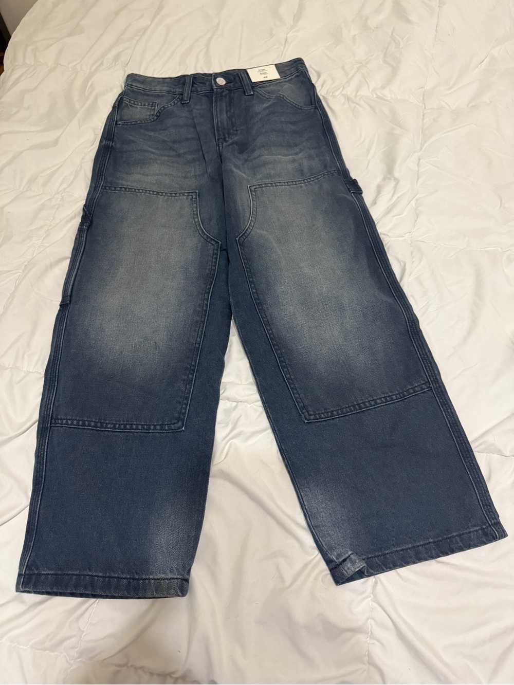 H&M Kids Faded Blue Wide-Leg Carpenter Jeans